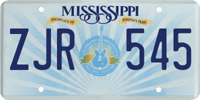 MS license plate ZJR545