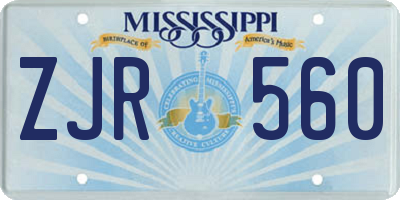 MS license plate ZJR560