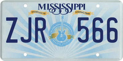 MS license plate ZJR566