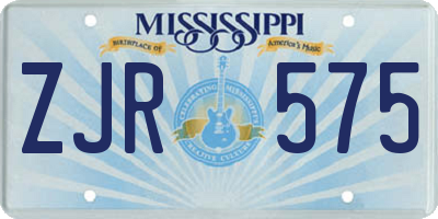 MS license plate ZJR575