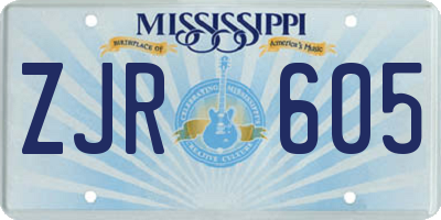 MS license plate ZJR605