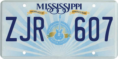 MS license plate ZJR607