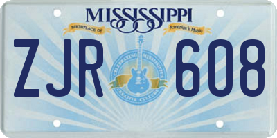 MS license plate ZJR608