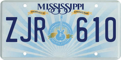 MS license plate ZJR610