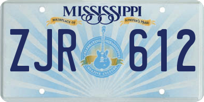MS license plate ZJR612