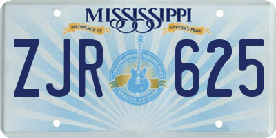 MS license plate ZJR625