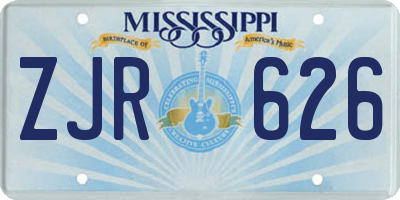 MS license plate ZJR626