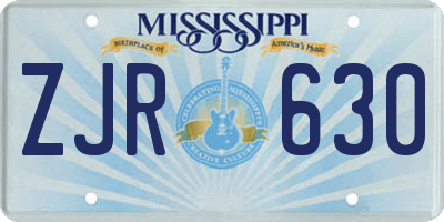 MS license plate ZJR630