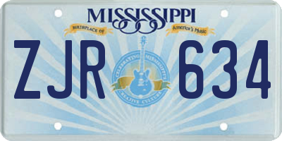 MS license plate ZJR634