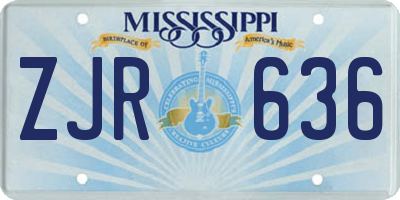 MS license plate ZJR636