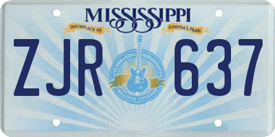 MS license plate ZJR637