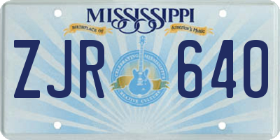 MS license plate ZJR640