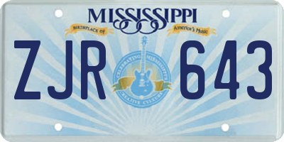 MS license plate ZJR643