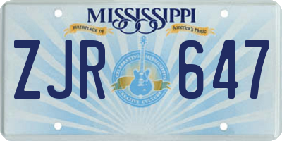 MS license plate ZJR647