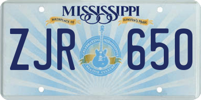 MS license plate ZJR650