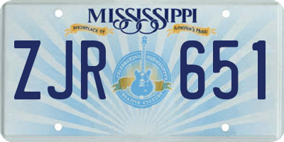 MS license plate ZJR651