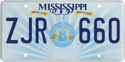 MS license plate ZJR660