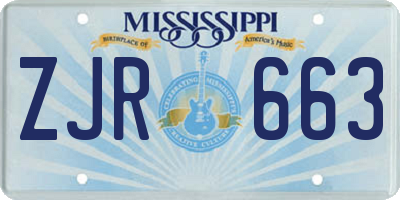 MS license plate ZJR663