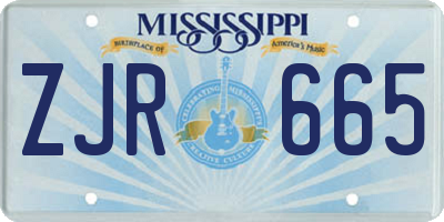 MS license plate ZJR665