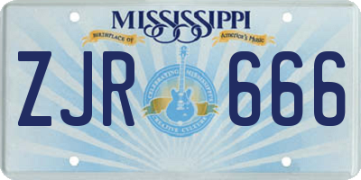 MS license plate ZJR666