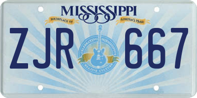 MS license plate ZJR667