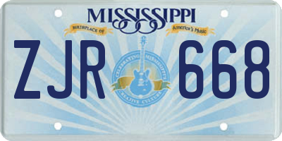 MS license plate ZJR668