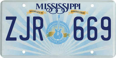 MS license plate ZJR669