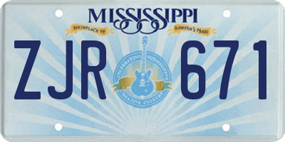 MS license plate ZJR671
