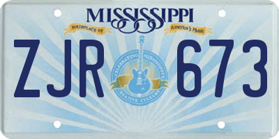 MS license plate ZJR673