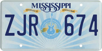 MS license plate ZJR674