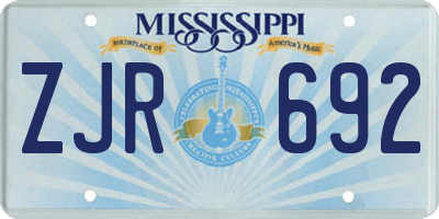 MS license plate ZJR692