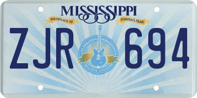 MS license plate ZJR694