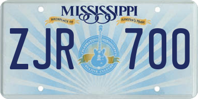 MS license plate ZJR700