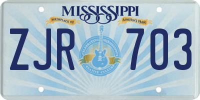 MS license plate ZJR703