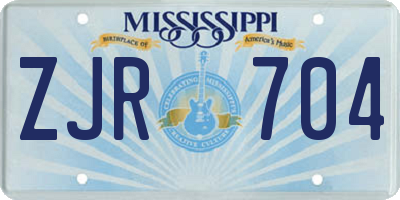 MS license plate ZJR704