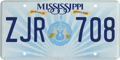 MS license plate ZJR708