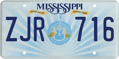 MS license plate ZJR716