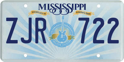 MS license plate ZJR722