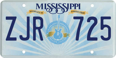 MS license plate ZJR725