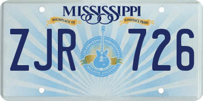 MS license plate ZJR726
