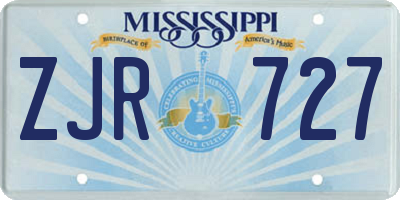 MS license plate ZJR727