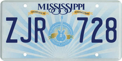 MS license plate ZJR728