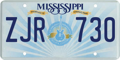 MS license plate ZJR730