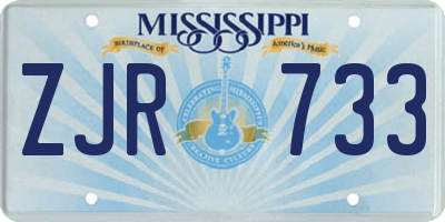 MS license plate ZJR733