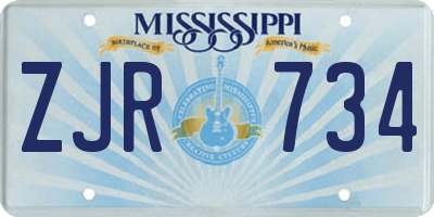 MS license plate ZJR734