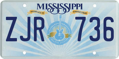 MS license plate ZJR736