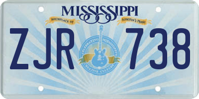 MS license plate ZJR738