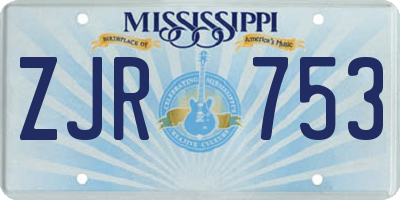 MS license plate ZJR753