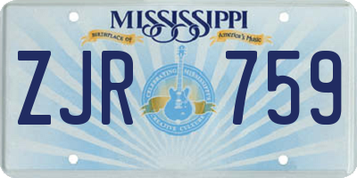 MS license plate ZJR759