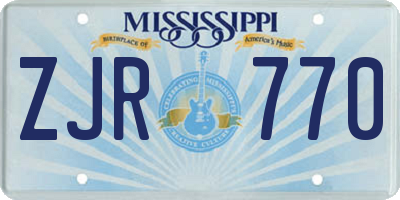MS license plate ZJR770